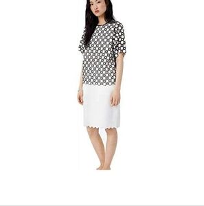 Tory Burch Bailey Pencil Skirt Tapestry Jacquard, White, 2